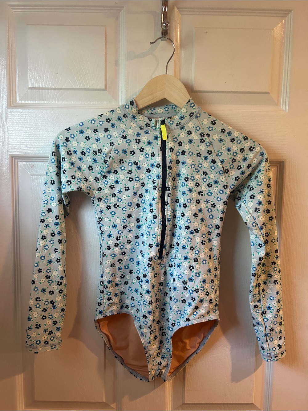 Crewcuts Girls Floral Long-Sleeve Rash Guard Swimsuit  Light Blue